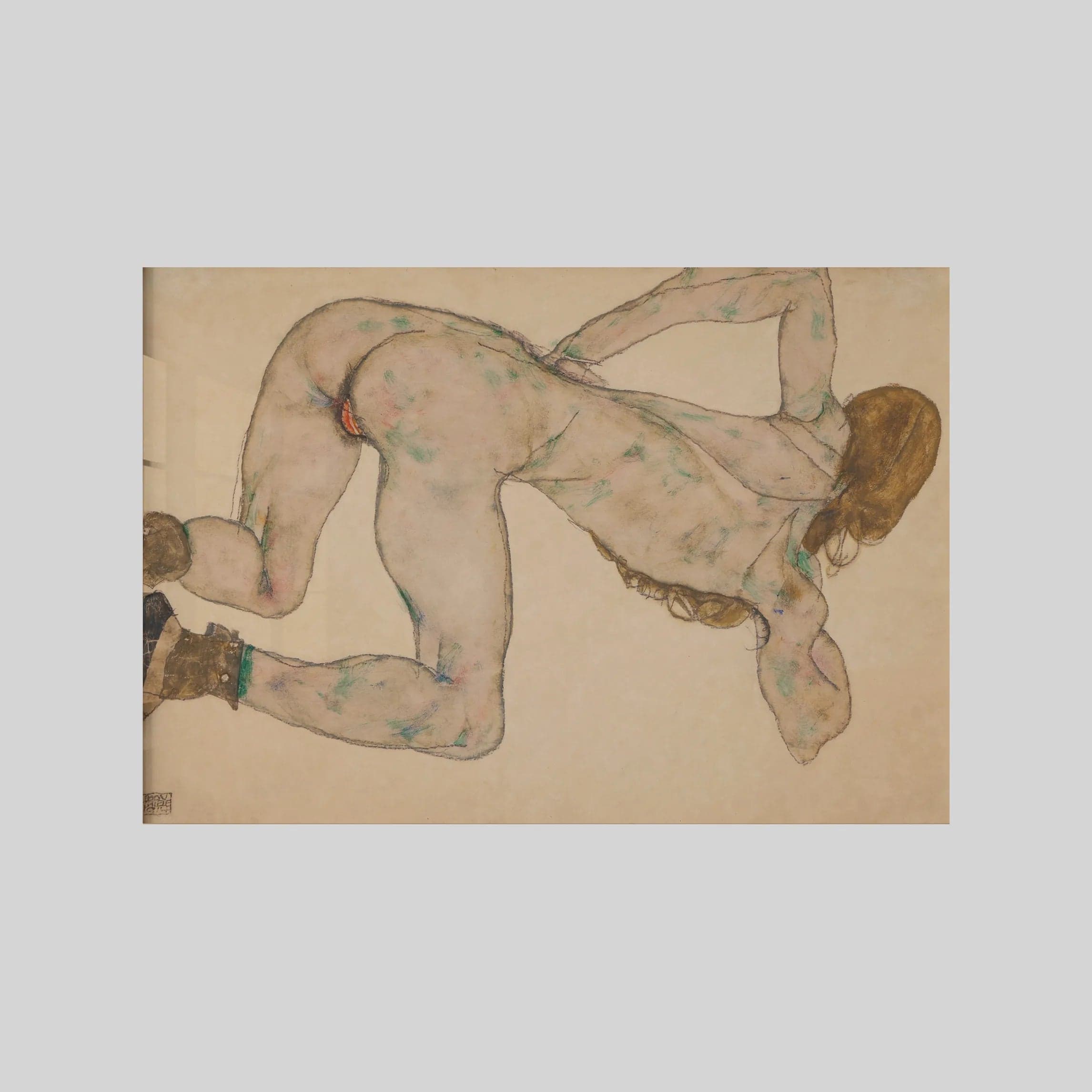 Nude Bending Over, Left Arm on Hip (1914)