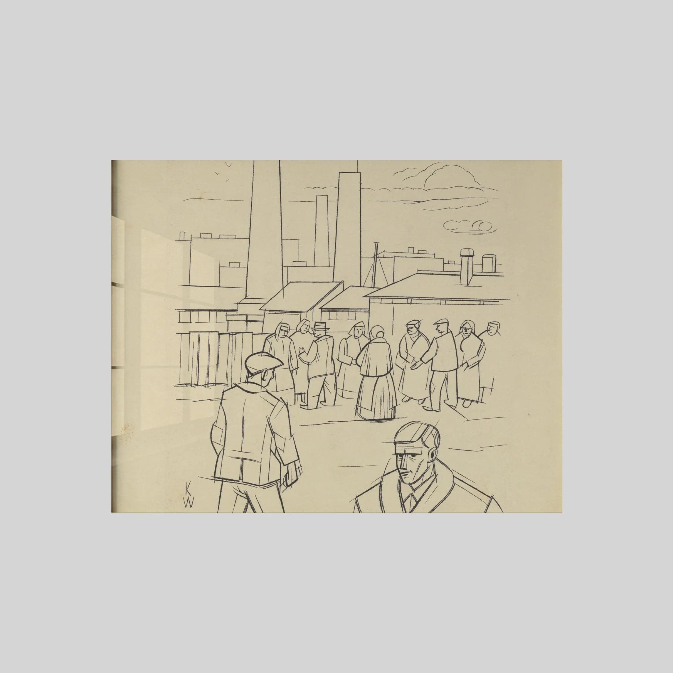 Ohne Titel (Menschen vor einer Fabrik)