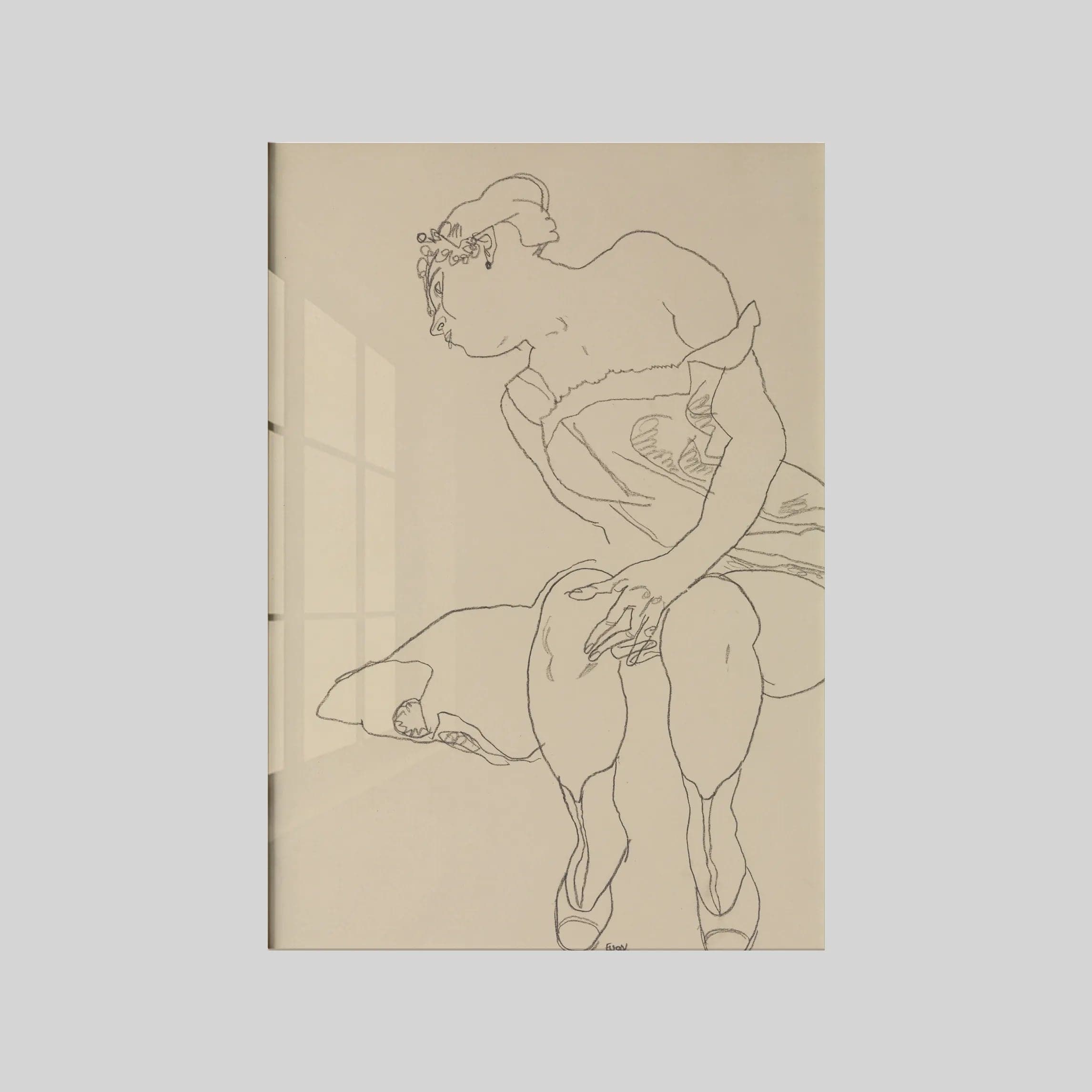 Seated Woman in Corset and Boots (1918)