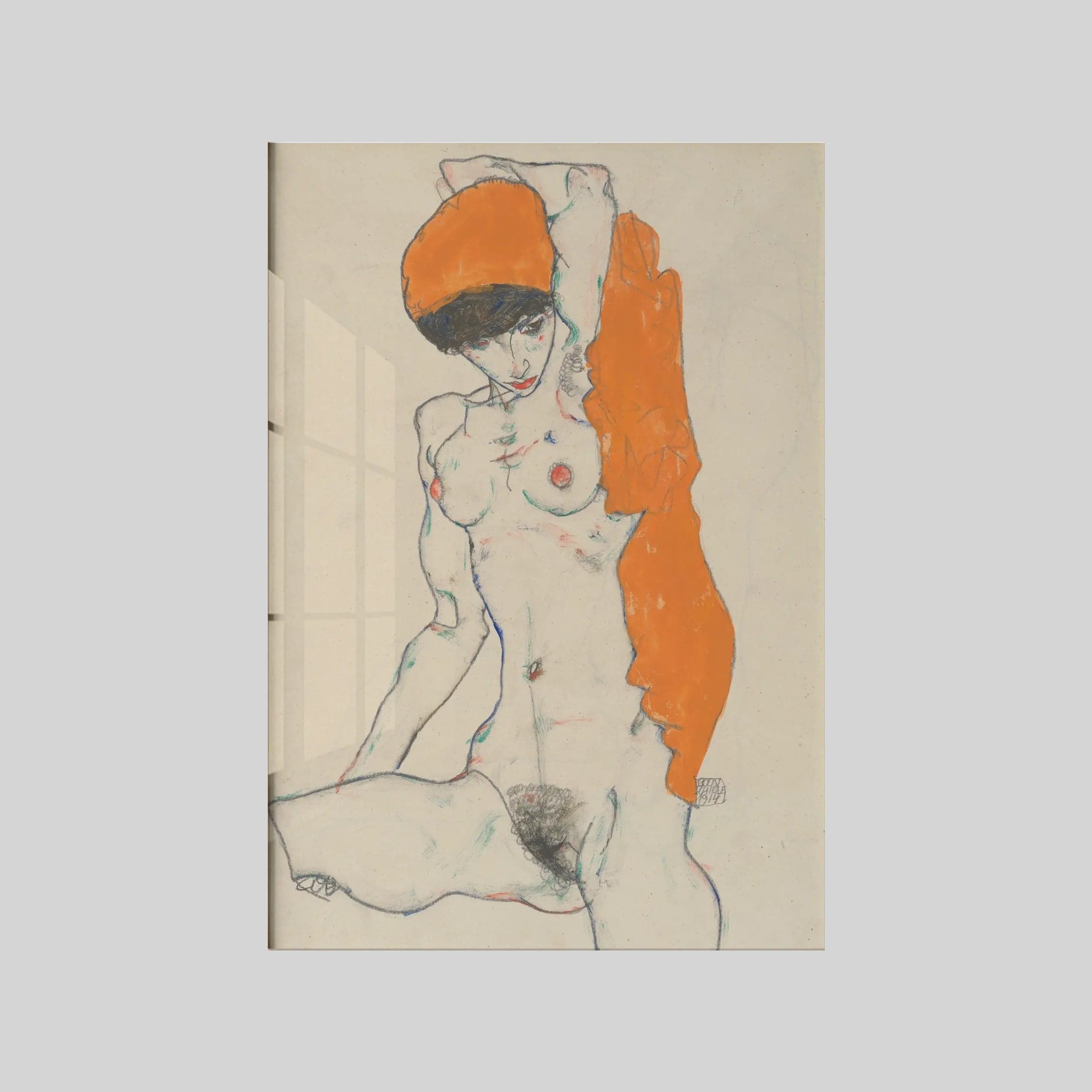 Standing Nude with Orange Drapery (1914)
